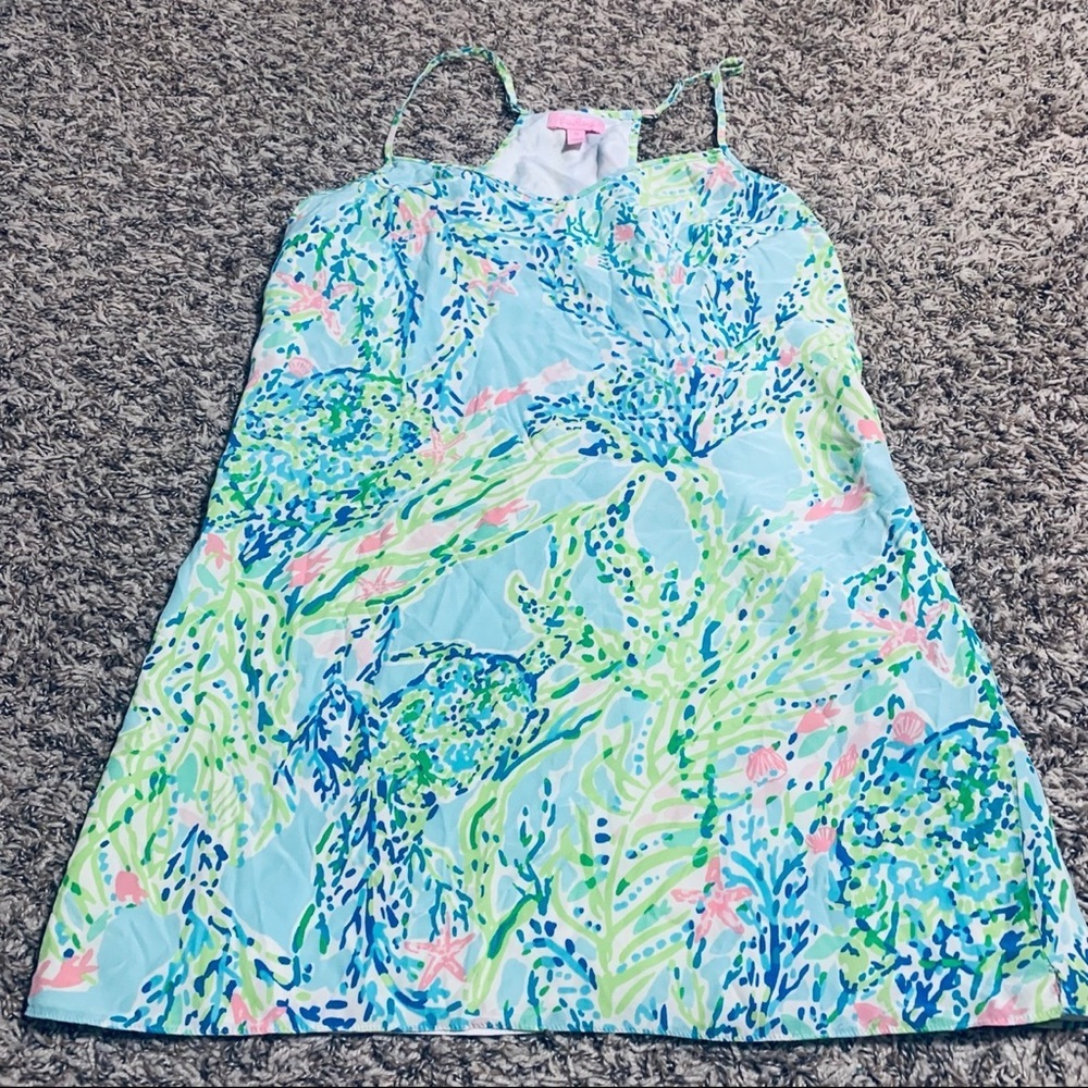 Lilly Pulitzer Dusk Silk Slip Dress Skye Blue Heaven 100% Silk Womens - Medium